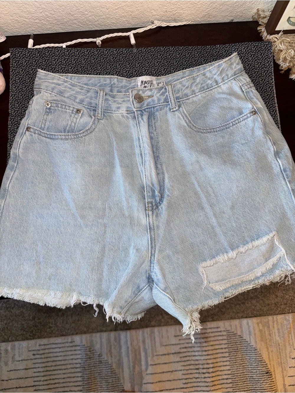 Light Blue Denim High-Rise Shorts